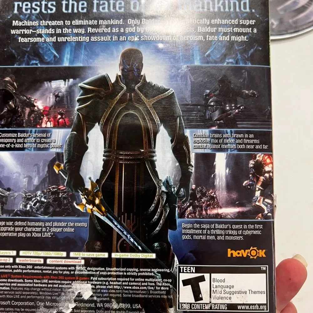 Too Human Xbox 360 Microsoft Game‎ Studios Silicon Knights CIB Tested